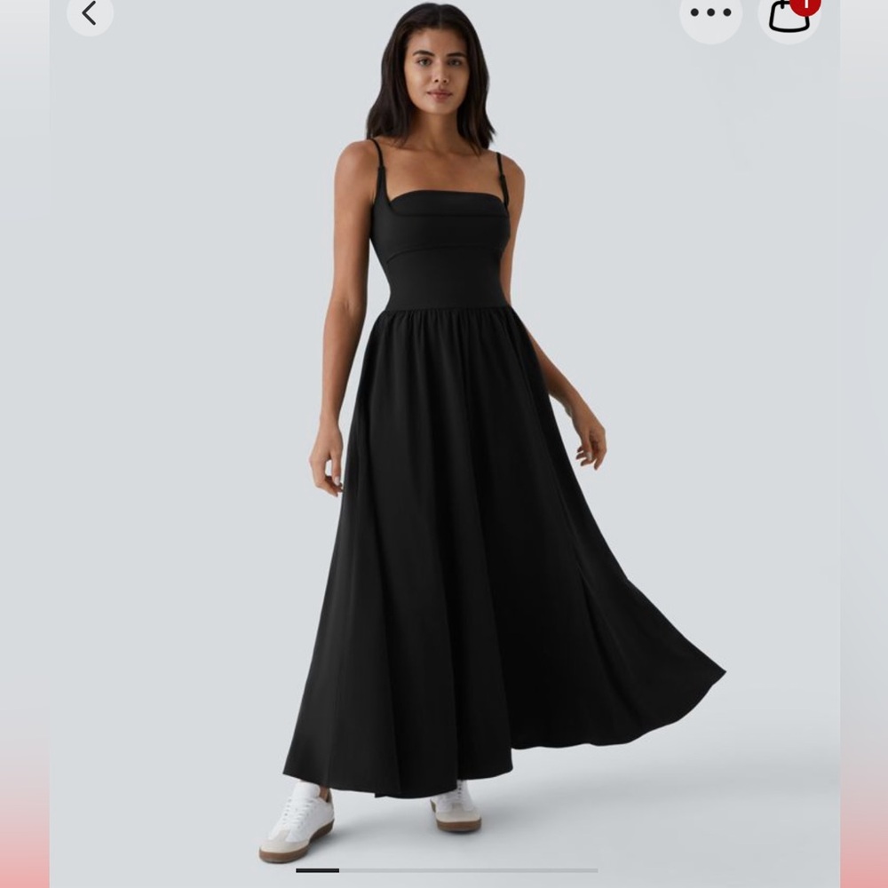 HALARA Backless Side Pocket Flowy Flare Maxi Quick Dry Casual Slip Dress